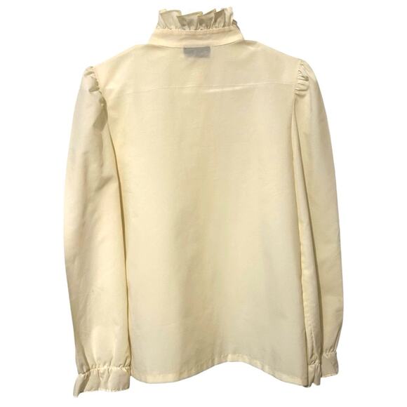 Vintage 70’s/80’s Lucky Winner Cream ruffled high neck cottagecore blouse. M/8 - Picture 2 of 5